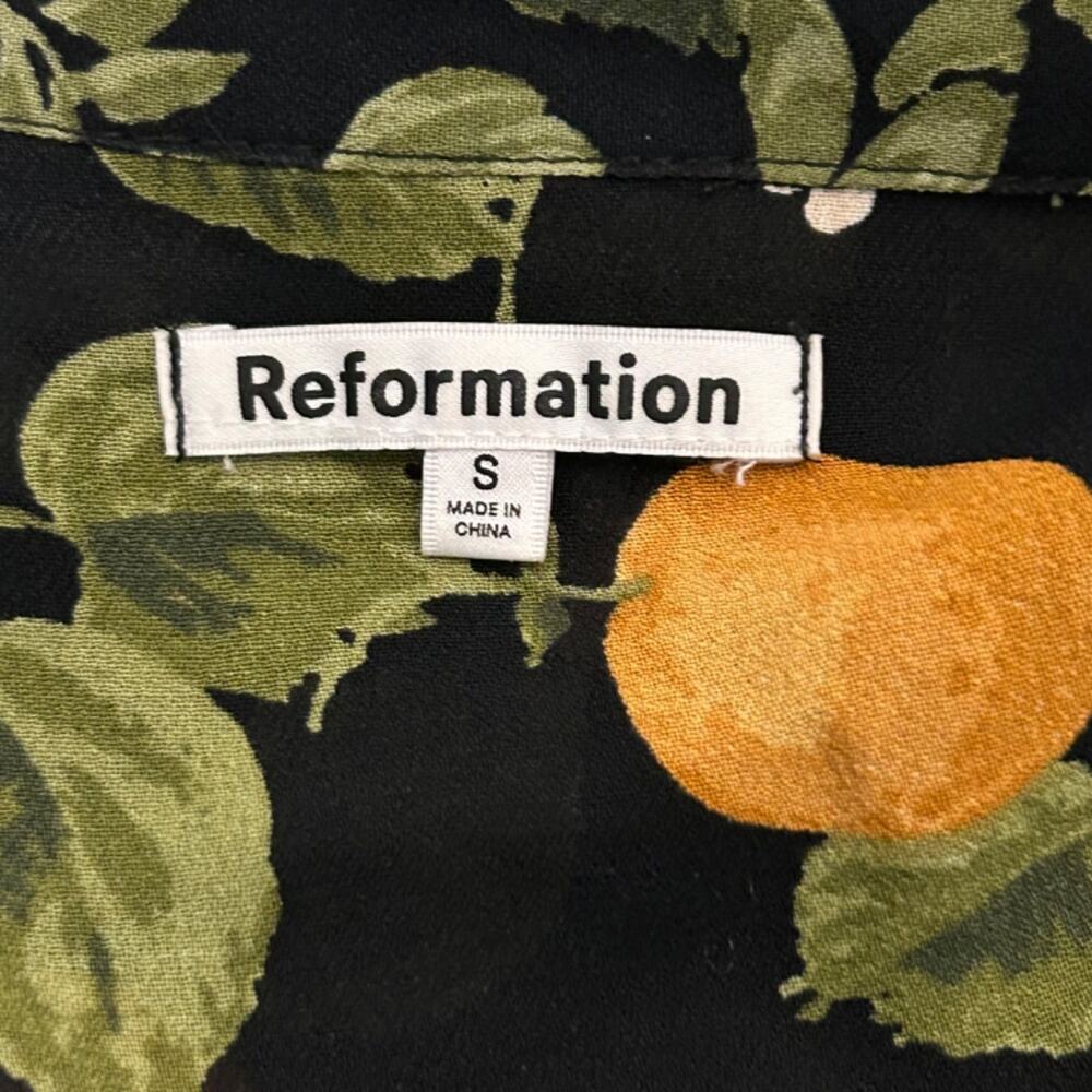 Reformation Violet Long Sleeve Button Front Blouse In Clementine Oranges Small - Picture 5 of 11